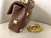 Fortok Valentino Garavani Roman Stud Shoulder Bag Brown 28x 18x 8cm - 3