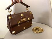 Fortok Valentino Garavani Roman Stud Shoulder Bag Brown 28x 18x 8cm - 2