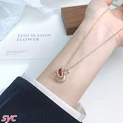 Fortok Swarovski Swan Pendant Rose Gold/ Red - 5