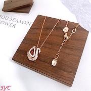 Fortok Swarovski Swan Pendant Rose Gold/ Red - 2