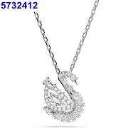 Fortok Swarovski Swan Pendant Silver/ White - 1