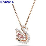 Fortok Swarovski Swan Pendant Rose Gold/ Pink - 1