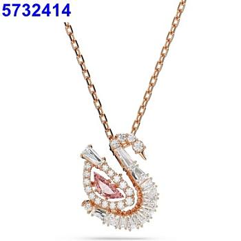 Fortok Swarovski Swan Pendant Rose Gold/ Pink