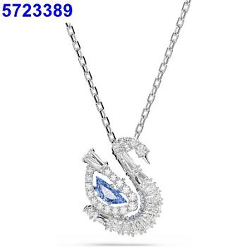 Fortok Swarovski Swan Pendant Silver/ Blue