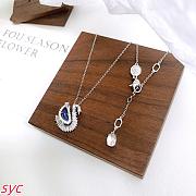 Fortok Swarovski Swan Pendant Silver/ Blue - 3