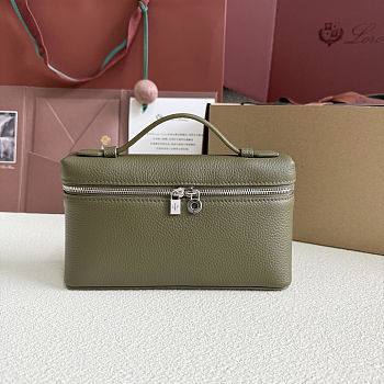 Fortok Extra Pocket L19 Grained Calfskin Olive Green 11 x 19 x 6.5 cm