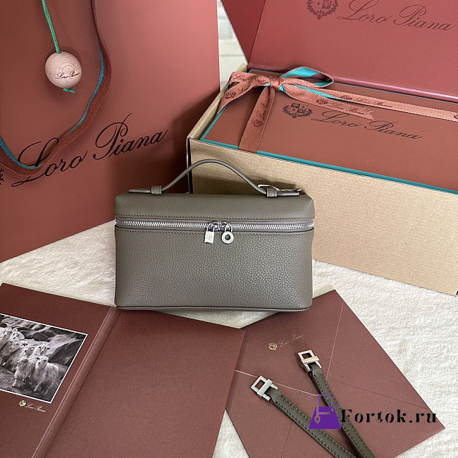 Fortok Extra Pocket L19 Grained Calfskin Taupe 11 x 19 x 6.5 cm - 1