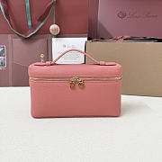 Fortok Extra Pocket L19 Grained Calfskin Dark Bubblegum 11 x 19 x 6.5 cm - 1