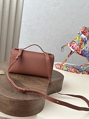 Fortok Extra Pocket L19 Grained Calfskin Loro Piana Kummel 11 x 19 x 6.5 cm - 6