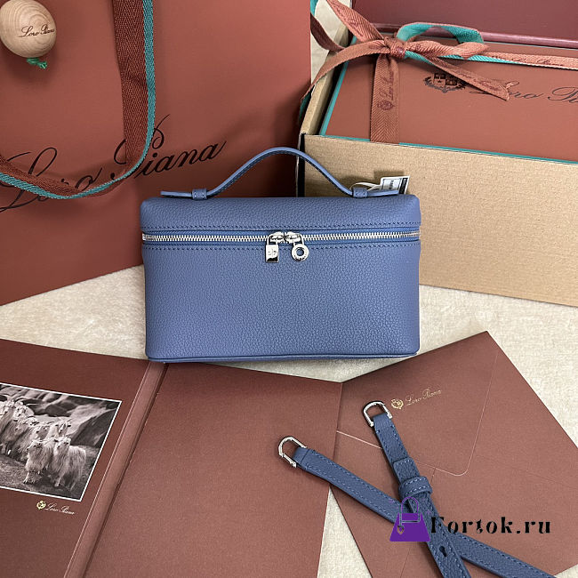 Fortok Extra Pocket L19 Grained Calfskin Navy Blue 11 x 19 x 6.5 cm - 1