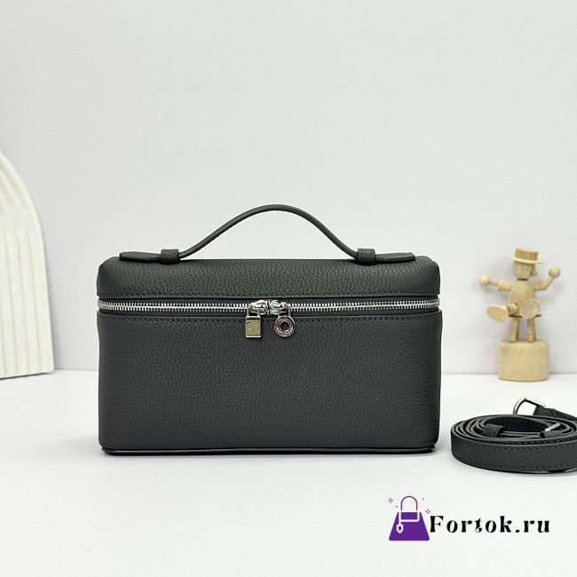 Fortok Extra Pocket L19 Grained Calfskin London Grey 11 x 19 x 6.5 cm - 1