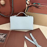 Fortok Extra Pocket L19 Grained Calfskin Powder Blue 11 x 19 x 6.5 cm - 3