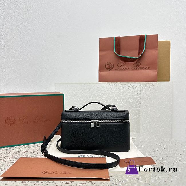 Fortok Extra Pocket L19 Grained Calfskin Black 11 x 19 x 6.5 cm - 1