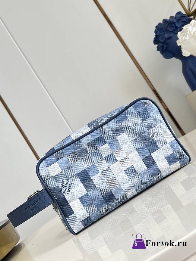 Fortok Louis Vuitton Dopp Kit Denim Blue Damoflage Coated Canvas 23 x 13 x 12cm - 1
