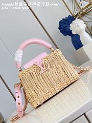 Fortok Louis Vuitton Capucines Mini Rattan Handbag Pink 21 x 13.6 x 8cm - 1