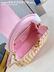 Fortok Louis Vuitton Capucines Mini Rattan Handbag Pink 21 x 13.6 x 8cm - 6