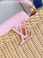 Fortok Louis Vuitton Capucines Mini Rattan Handbag Pink 21 x 13.6 x 8cm - 5