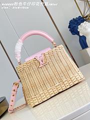 Fortok Louis Vuitton Capucines Rattan Handbag Pink 27 x 17.3 x 9cm - 1