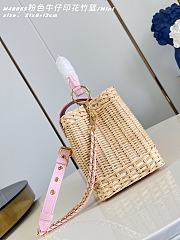 Fortok Louis Vuitton Capucines Rattan Handbag Pink 27 x 17.3 x 9cm - 6