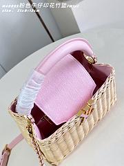 Fortok Louis Vuitton Capucines Rattan Handbag Pink 27 x 17.3 x 9cm - 3