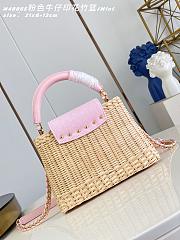 Fortok Louis Vuitton Capucines Rattan Handbag Pink 27 x 17.3 x 9cm - 2