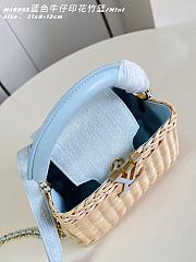 Fortok Louis Vuitton Capucines Mini Rattan Handbag Blue 21 x 13.6 x 8cm - 6