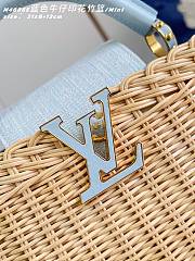 Fortok Louis Vuitton Capucines Mini Rattan Handbag Blue 21 x 13.6 x 8cm - 5