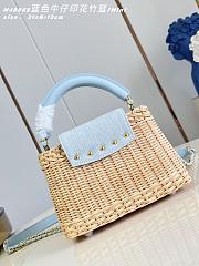 Fortok Louis Vuitton Capucines Mini Rattan Handbag Blue 21 x 13.6 x 8cm - 4
