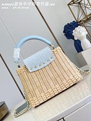 Fortok Louis Vuitton Capucines Rattan Handbag Blue 27 x 17.3 x 9cm - 5