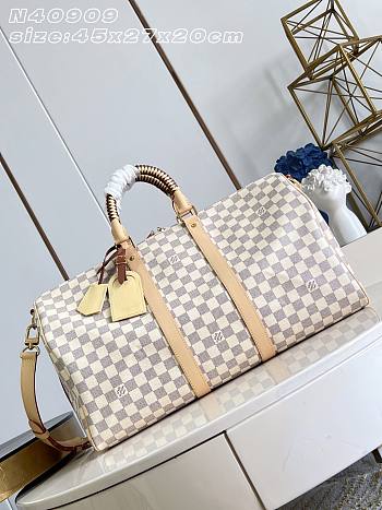 Fortok Louis Vuitton Keepall Bandoulière 45 Damier Azur canvas 45 x 27 x 20cm