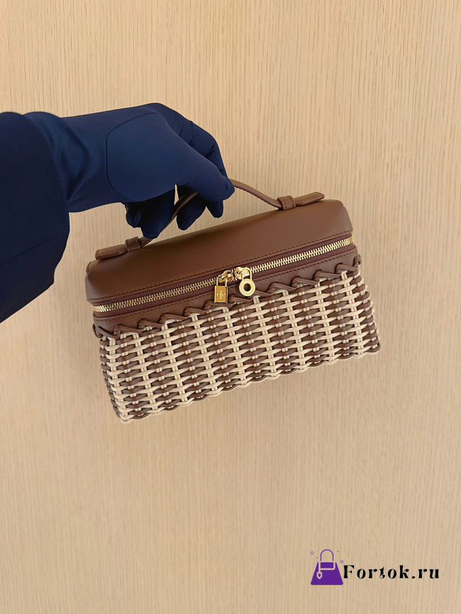 Fortok Loro Piana Extra Pocket L19 Wicker Dark Brown 19*7*12cm - 1