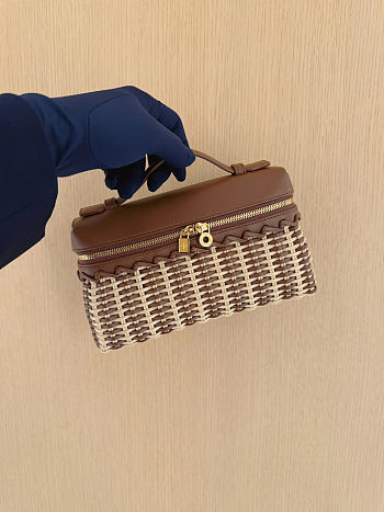 Fortok Loro Piana Extra Pocket L19 Wicker Dark Brown 19*7*12cm