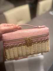 Fortok Loro Piana Extra Pocket L19 Wicker Ostrich Leather Pink 19*7*12cm - 6