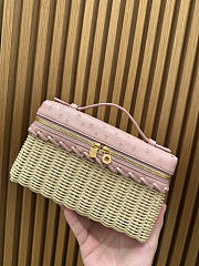 Fortok Loro Piana Extra Pocket L19 Wicker Ostrich Leather Pink 19*7*12cm - 2