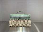 Fortok Loro Piana Extra Pocket L19 Wicker Crocodile Leather Green 19*7*12cm - 6