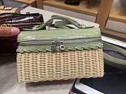 Fortok Loro Piana Extra Pocket L19 Wicker Crocodile Leather Green 19*7*12cm - 2