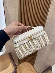 Fortok Loro Piana Extra Pocket L19 Wicker Crocodile Leather White 19*7*12cm - 6
