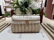 Fortok Loro Piana Extra Pocket L19 Wicker Crocodile Leather White 19*7*12cm - 5