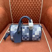 Fortok Louis Vuitton Keepall Bandoulière 25 Blue Indigo Damoflage Canvas 25 x 15 x 11CM - 1