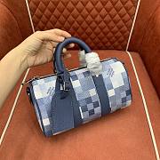 Fortok Louis Vuitton Keepall Bandoulière 25 Blue Indigo Damoflage Canvas 25 x 15 x 11CM - 2