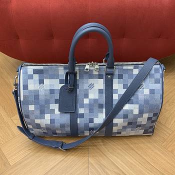 Fortok Louis Vuitton Keepall Bandoulière 45 Blue Indigo Damoflage Canvas 45 x 27 x 20cm
