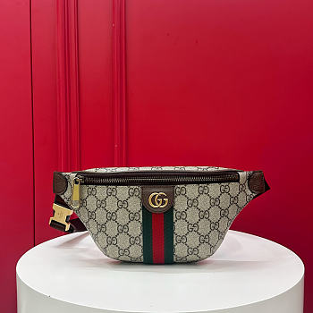 Fortok Gucci Ophidia Small Belt Bag Beige and Dark brown GG Supreme canvas 30 x 4.5 x 14cm