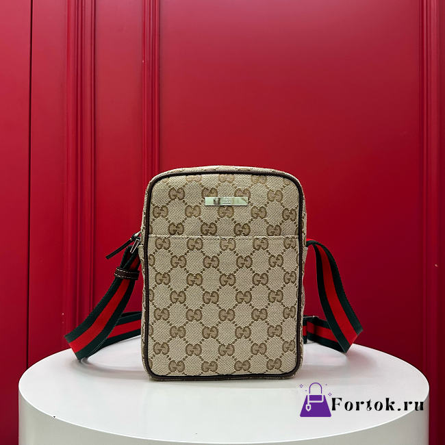 Fortok Gucci Tag small crossbody bag Brown GG Canvas 14 x 4 x 20cm - 1