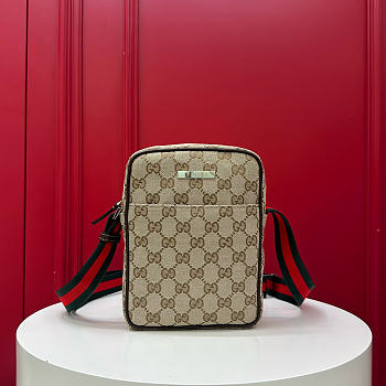 Fortok Gucci Tag small crossbody bag Brown GG Canvas 14 x 4 x 20cm
