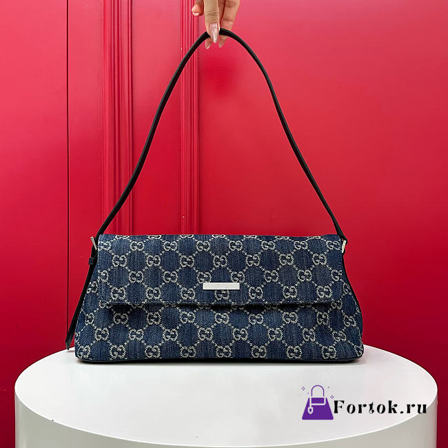 Fortok Gucci Madison medium shoulder bag blue GG denim 31 x 13 x 11.5cm - 1