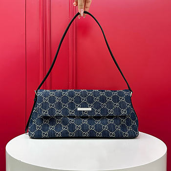 Fortok Gucci Madison medium shoulder bag blue GG denim 31 x 13 x 11.5cm