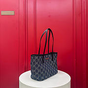 Fortok Gucci Tribeca Small Tote Bag Dark blue GG denim 25-19-11.5cm - 3