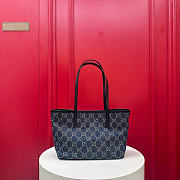 Fortok Gucci Tribeca Small Tote Bag Dark blue GG denim 25-19-11.5cm - 6