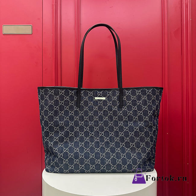 Fortok Gucci Tribeca Tote Bag Dark blue GG denim 38-29.5-13cm - 1