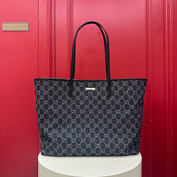 Fortok Gucci Tribeca Tote Bag Dark blue GG denim 38-29.5-13cm